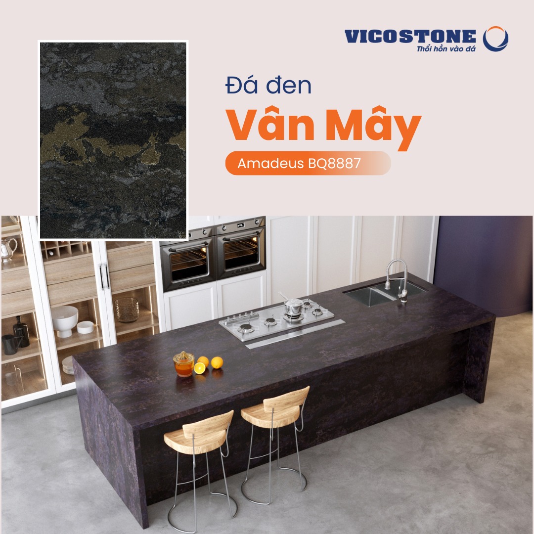 Mầu đá đen Vicostone hiệu ứng vân mây